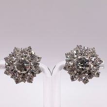 Load image into Gallery viewer, Original 1950's Claw Set Clear Paste Flower Clip-on Earrings