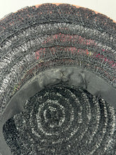 Load image into Gallery viewer, Original Late 1930's or Early 1940's Pink and Black Straw Topper Hat with Floral Trim