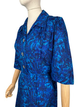 Load image into Gallery viewer, Original 1950’s Volup Blue Lightweight Wool Day Dress with Mother of Pearl Buttons - Bust 42