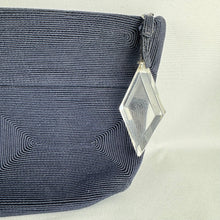 Load image into Gallery viewer, Original 1940's American Corde Style Bag in Navy Blue with Huge Lucite Zip Pull *