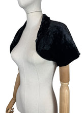 Load image into Gallery viewer, Original 1930's or 1940's Inky Black Velvet Evening Bolero - Bust 32 34
