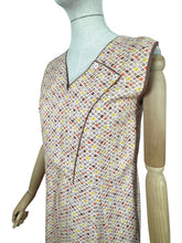 Load image into Gallery viewer, Original 1930's Brown, Mustard, Rust and White Geometric Print Cotton Apron - Great Chore Dress - Would Make A Great Summer Dress - Bust 34 35 *