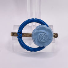 Load image into Gallery viewer, Original 1940's Blue Wartime Make Do and Mend Wire Brooch with Rose Button Detail