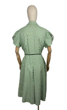Load image into Gallery viewer, Original 1930's 1940's Black, Green and White Volup Cotton Zip Front Playsuit - Bust 40 42
