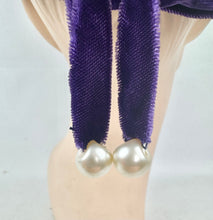 Load image into Gallery viewer, Original 1950's Cotton Velvet hat in Rich Purple with Tassel Trim