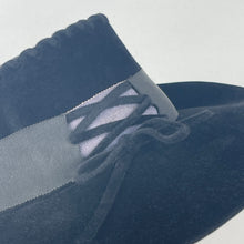 Load image into Gallery viewer, Original 1930's 1940's Inky Black Felt Fedora with Lace Work and Grosgrain Trim