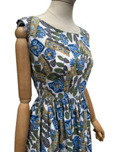 Load image into Gallery viewer, Original 1940's Sleeveless Cotton Sundress with Flower Pots and Flowers Print - bust 34 35