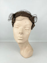 Load image into Gallery viewer, Original 1950's Brown Velvet and Net Hat with Leaf Decoration by Marshall & Snelgrove *