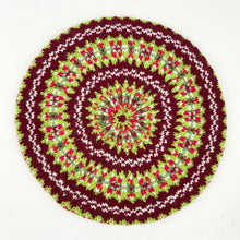 Load image into Gallery viewer, Reproduction 1940's Pure Wool Fair Isle Beret in Burgundy and Green - Wonderful Design Featuring Six Different Colours *