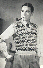 Load image into Gallery viewer, Beautiful Vintage Fair Isle Slipover in Blue, Brown, Green, Yellow and Orange on Beige - Bust 32 34