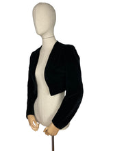 Load image into Gallery viewer, Original 1940’s Harrods Black Velvet Bolero - Cropped Jacket - Crepe Lined - Bust 32 34 *