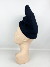 Load image into Gallery viewer, Incredible Original 1940's Midnight Blue Felt Turban Hat by Lincoln Bennett *