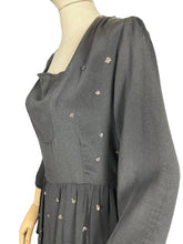 Load image into Gallery viewer, Original 1940's Dress with Peplum Front and Sequin Decoration - Bust 38 *