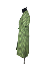 Load image into Gallery viewer, Original 1930's or 1940's Petite Fit Green and Grey Check Fine Wool Belted Day Dress - Bust 32 33