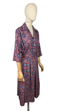 Load image into Gallery viewer, Original 1950's Volup Burgundy, Red, Blue and White Classic Cotton Belted Day Dress - Bust 40 42 *