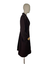 Load image into Gallery viewer, Original 1940's Dark Brown Lightweight Wool Coat with Patch Pockets and Three Button Closure