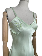 Load image into Gallery viewer, Original 1940’s CC41 Spring Green Satin Step In with Embroidery - Bust 34” *