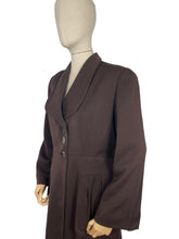 Load image into Gallery viewer, Original 1940's Dark Brown Lightweight Wool Coat with Patch Pockets and Three Button Closure