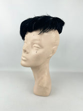 Load image into Gallery viewer, Original 1950's Inky Black Cocktail Hat in Velvet and Feather *