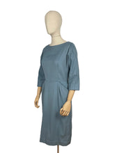 Load image into Gallery viewer, Original 1950's Blue Wool Wiggle Dress with Pockets by John Crowther - Bust 36 *