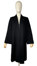 Load image into Gallery viewer, Original 1940's Black Worsted Wool Edge to Edge Coat by Jaypee - Bust 38 40 *