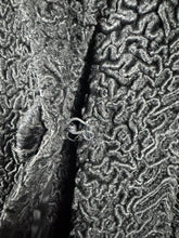 Load image into Gallery viewer, 1950’s Curly Black Astrakhan Swing Jacket with Shawl Collar - Bust 42 44