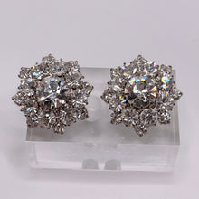 Load image into Gallery viewer, Original 1950's Claw Set Clear Paste Flower Clip-on Earrings
