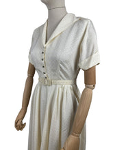 Load image into Gallery viewer, Original 1950's Ivory Mode O'Day Belted Day Dress with Button Bodice - Bust 34 *