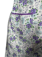 Load image into Gallery viewer, Original 1940's Floral Wraparound Apron in White, Purple, Blue and Green - Pretty Pinny - Bust 32 34 36