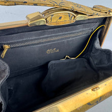 Load image into Gallery viewer, Original 1940's 1950's Olive Green Painted Leather Box Bag by CORET of Montreal