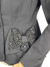 Load image into Gallery viewer, Original 1940's Black Wool Jacket with Real Astrakhan Trim on Collar and Pockets - Bust 36 *