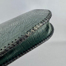 Load image into Gallery viewer, Original 1940’s Dark Green Mock Croc Leather Handbag