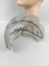 Load image into Gallery viewer, Original 1950's Pale Grey Nylon and Velvet Half Hat with Bow