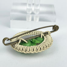 Load image into Gallery viewer, Original 1940's Green and White Make Do and Mend Brooch with Double Green Button Middle