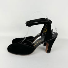 Load image into Gallery viewer, Original 1940's Black Suede High Shoes with Ankle Straps - Size 5.5 or 6 Narrow