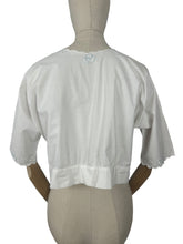 Load image into Gallery viewer, Beautiful Antique White Cotton Chemise Top or Corset Cover with Silk Hand Embroidery and Mother of Pearl Button - Bust 38 *