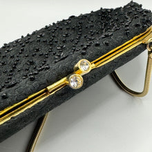 Load image into Gallery viewer, Vintage Black Beaded and Sequined Evening Bag With Snake Chain Handle and Kissing Clasp *