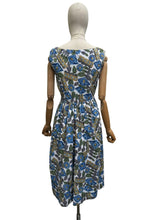 Load image into Gallery viewer, Original 1940's Sleeveless Cotton Sundress with Flower Pots and Flowers Print - bust 34 35