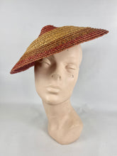 Load image into Gallery viewer, Original 1950s Tri Coloured Conical Straw Hat - Perfect Summer Hat