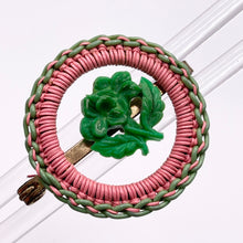 Load image into Gallery viewer, Original 1940's Pink and Green Wartime Make Do and Mend Wirework Brooch with Pretty Flower Middle *
