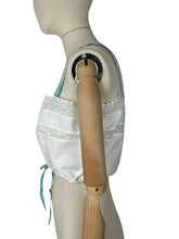 Load image into Gallery viewer, Antique Edwardian White Cotton Camisole with Sea Foam Green Silk Detailing - Bust 34 36 *