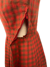 Load image into Gallery viewer, Original 1950's Red and Brown Check Wool Dress - Bust 34 35 *