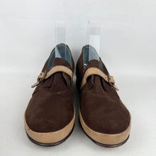 Load image into Gallery viewer, Original 1940's Deadstock CC41 Brown Suede and Beige Leather Wedge Shoes - UK 4 4.5