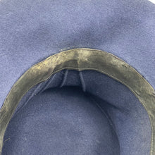 Load image into Gallery viewer, Original 1930’s 1940’s Blue Felt Tilt Fedora Hat with Pretty Rust Suede Trim *