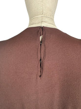Load image into Gallery viewer, Original 1940’s Chocolate Brown Crepe Dress with Accent Trim - Bust 36