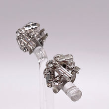 Load image into Gallery viewer, Original 1950's Circular and Baguette Cut Clear Paste Clip-on Earrings