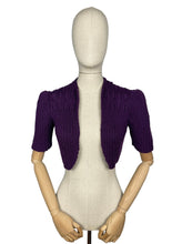 Load image into Gallery viewer, 1940's Reproduction Hand Knitted Bolero in Dark Purple - B34 36 38 40