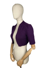 Load image into Gallery viewer, 1940's Reproduction Hand Knitted Bolero in Dark Purple - B34 36 38 40