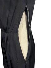 Load image into Gallery viewer, Original 1950's Heavy Black Silk Long Sleeved Dress with Pockets - Bust 34