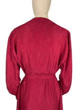 Load image into Gallery viewer, Original 1940's CC41 Burgundy Textured Crepe Belted Day Dress with Long Sleeves - Bust 38 40 *